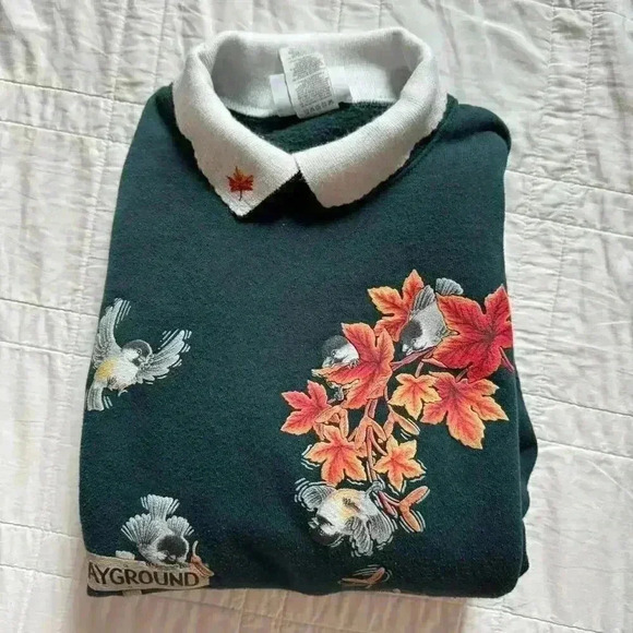 Vintage collared graphic sweatshirt autumn fall theme women’s size large grandma - Picture 8 of 8